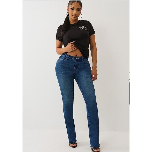 True Religion Billie Mid Rise Straight Jeans Medium Wash Women's Sz 25 Stretch - Picture 4 of 6